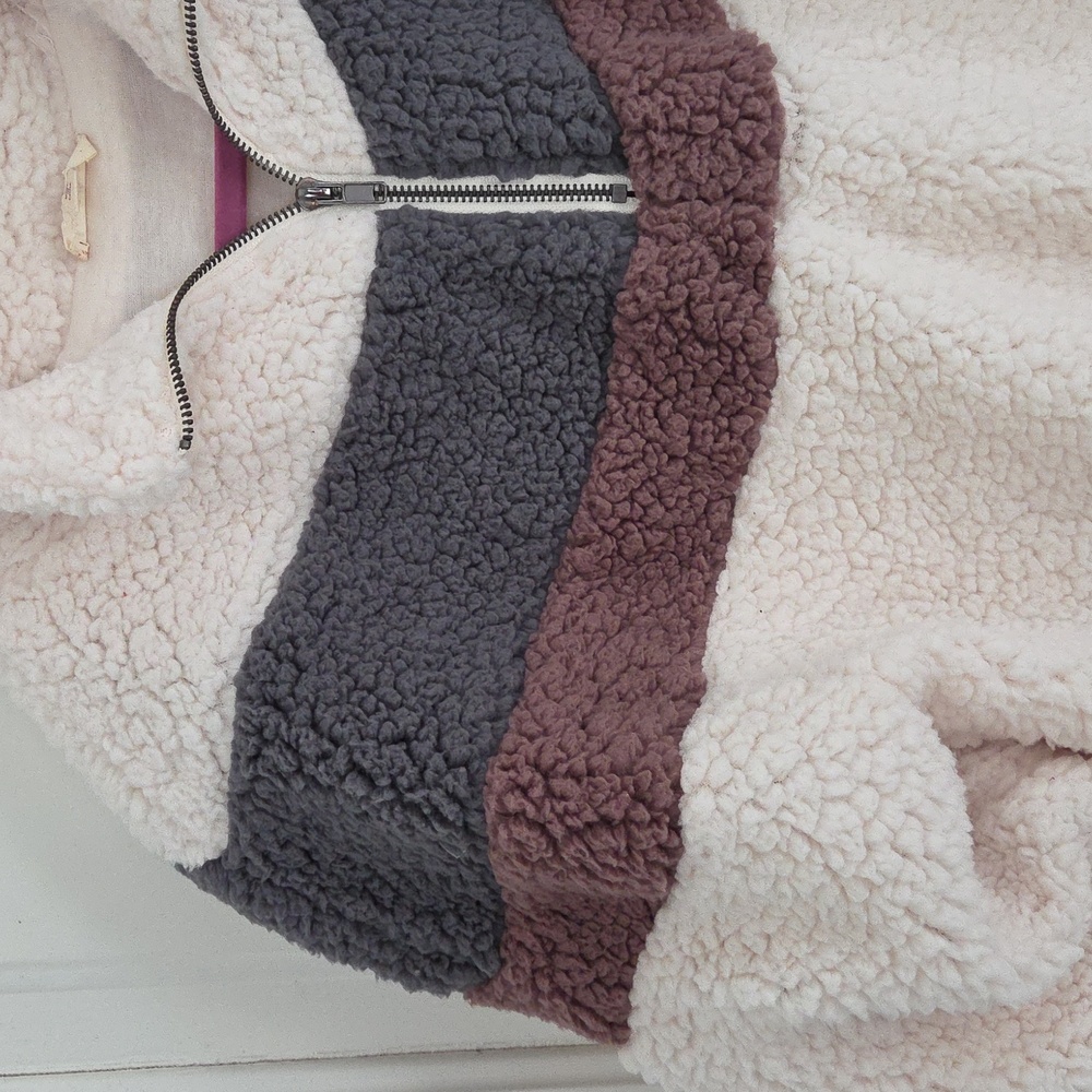 Hem & Thread Teddy Chevron Pullover Jacket - image 3